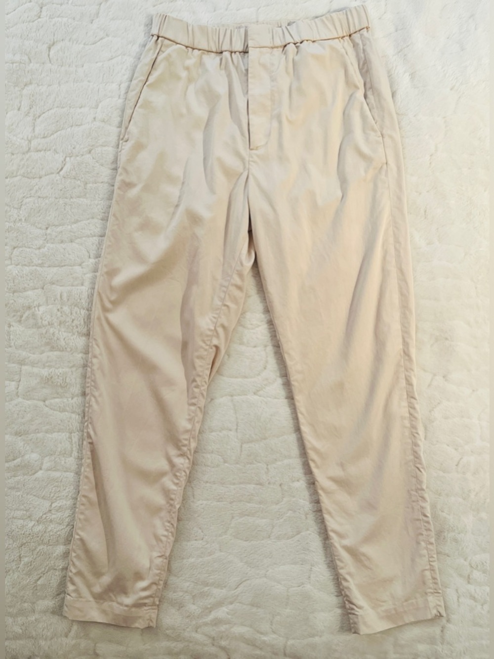 COS tapered beige trousers elasticated waistband size 30R. Unisex.